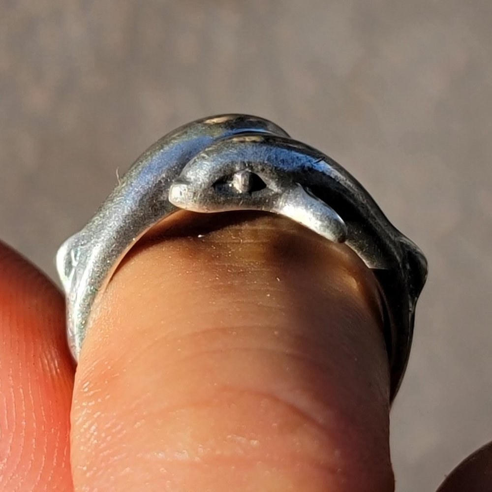 Adorable Solid 925 Sterling Silver Double Dolphin… - image 7